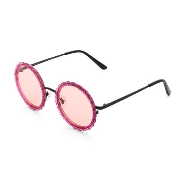 DIFF Dixie Sunglasses Pink Glitter Round Frames - Picture 8 of 13